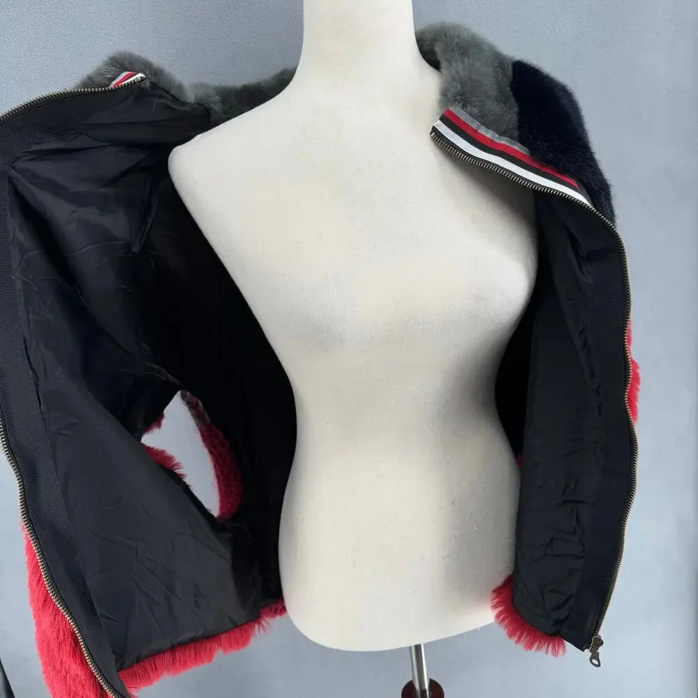 OF Handmade Alpaca Wool Blend Drop Shoulder Vest S Red Black Artsy Sustainable - Picture 8 of 15